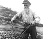 Farmer at Ffar Hassidim, ploughing, 1937